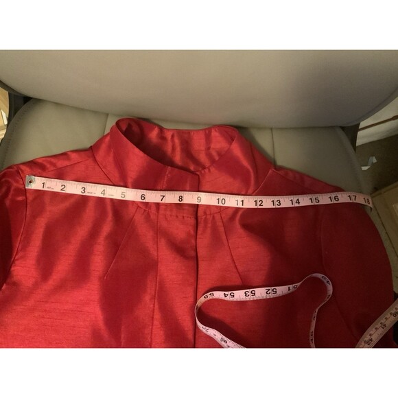 Chico’s Women’s 2 US L Shantung Short Jacket Bright Holiday Red 3/4 Sleeve - Picture 9 of 13